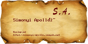 Simonyi Apolló névjegykártya
